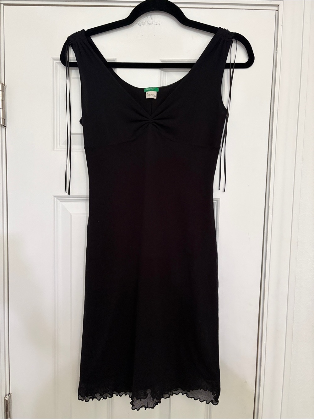 Vintage 90s/Y2K United Colors of Benetton‎ Mesh Lettuce-Edge Slip Dress XS